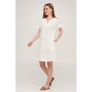 J. Crew Linen Cream Metallic Shimmer Collar Shift Dress